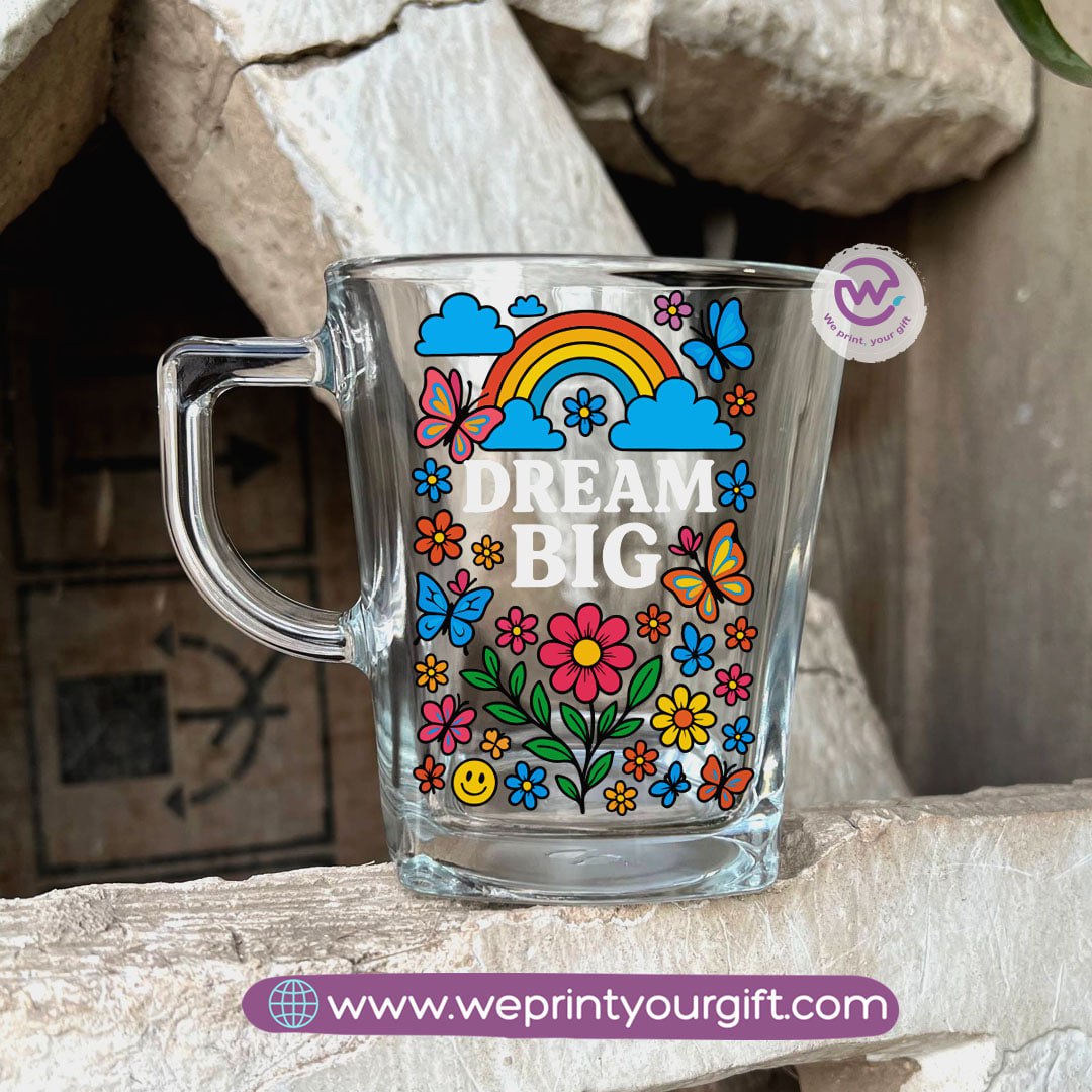 Personalized Motivational Doodle Glass Tea Cup – 300 ml