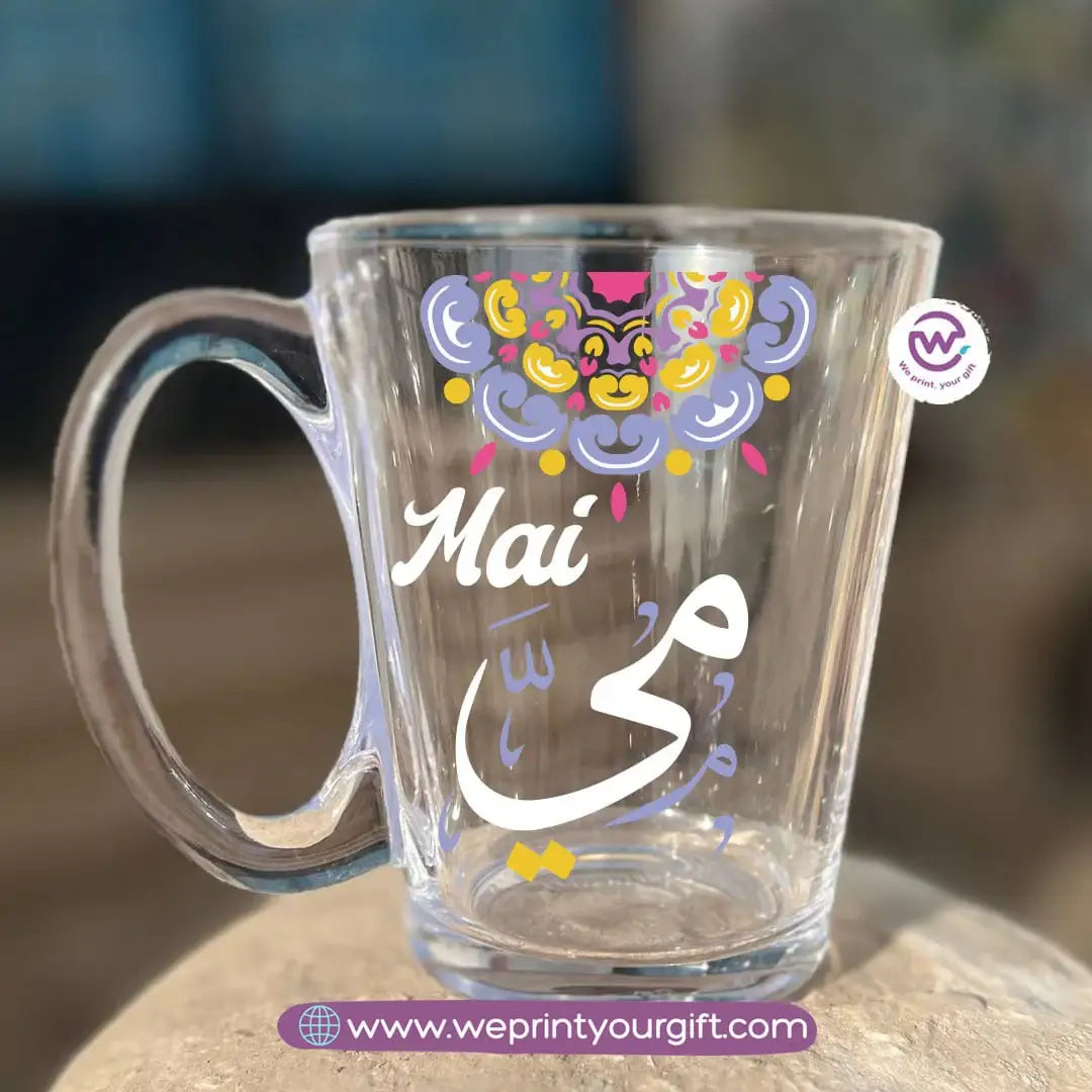 كوب شاي زجاجي بوهيمي باسمك – 300 مل | تصاميم شخصية
