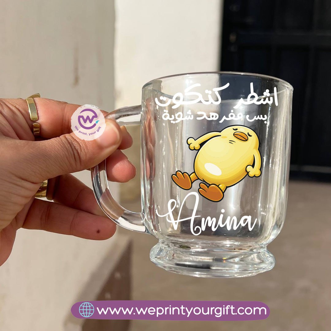 Clear Glass Espresso Coffee Cup – 250 ml | Work-Themed Comic Designs