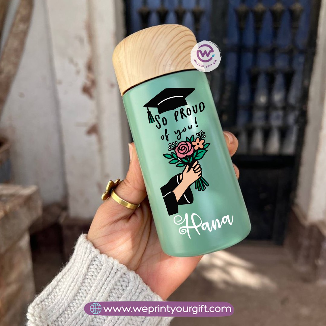Mini Thermal Coffee Mug โ (150ml & 250ml) | Wooden Lid - Graduation Digital Art Edition
