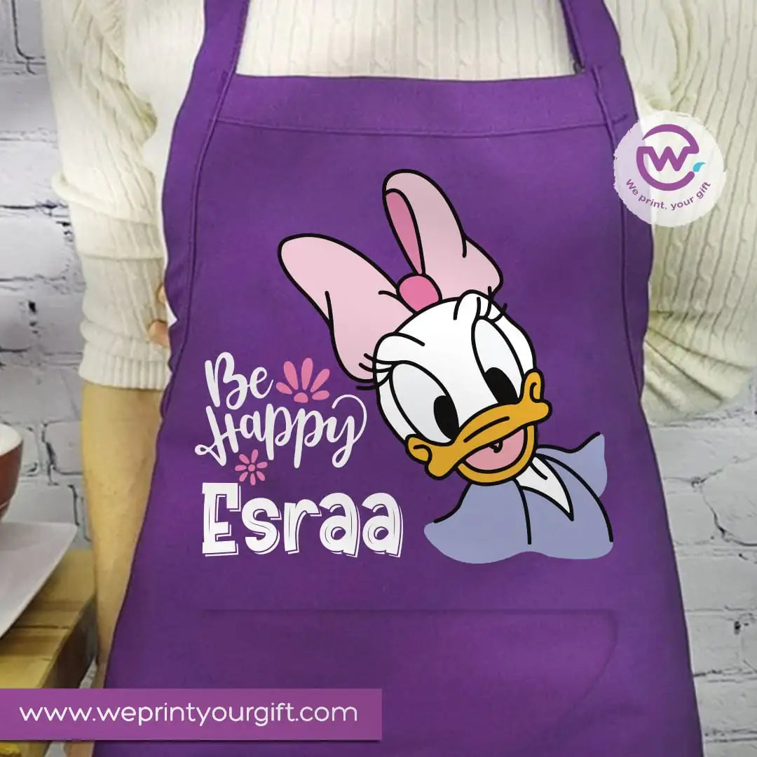 Daisy & Minnie Inspired Apron – Personalized Heavy Cotton Apron with Name and Pocket - WE PRINT