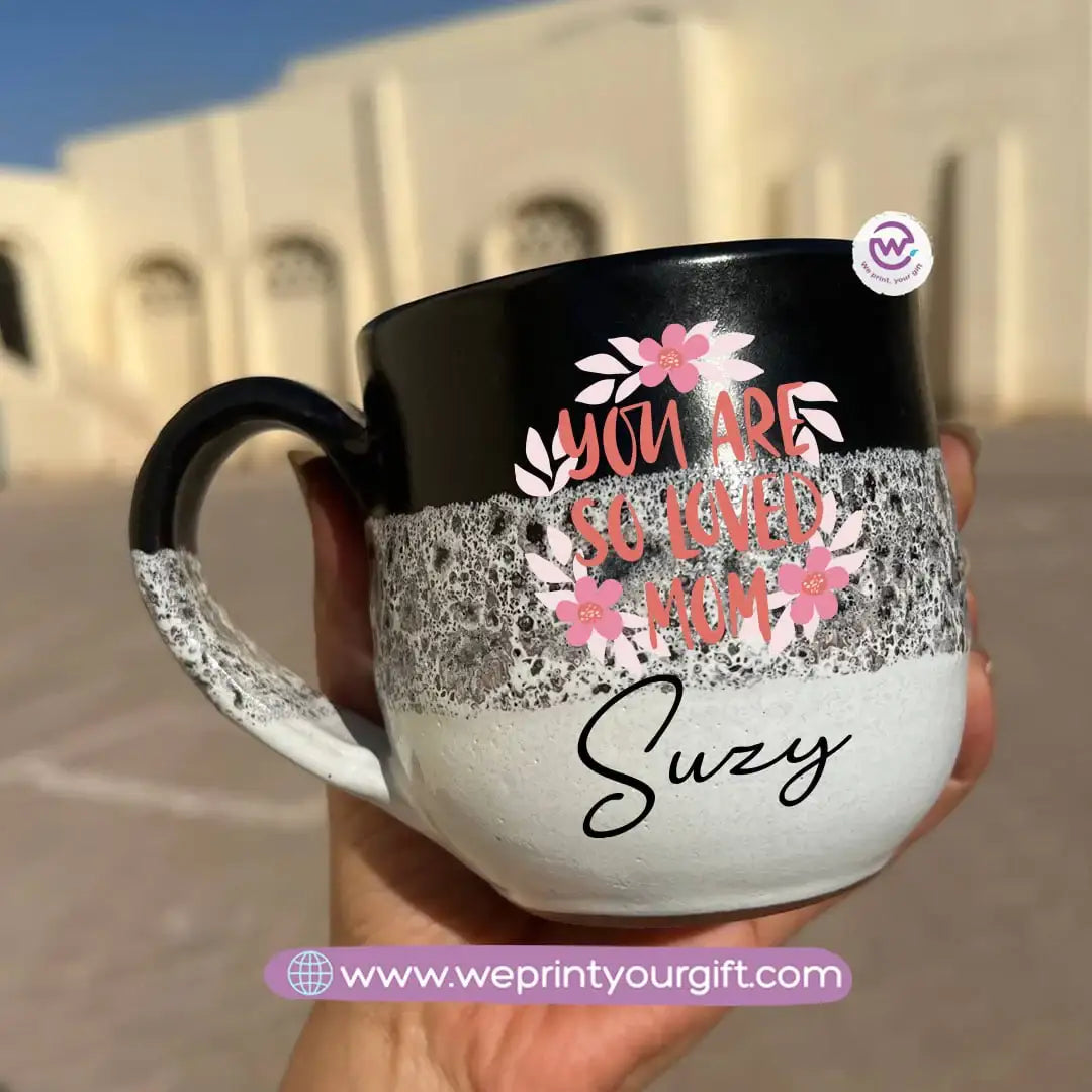 Black & White Handmade Pottery Mug – 350 ml | Mother’s Day Designs - WE PRINT