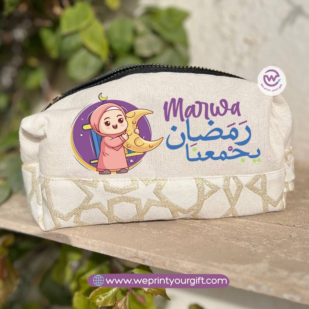 Islamic Pattern Ramadan Boxy Pouch – Cotton Makeup & Pencil Case