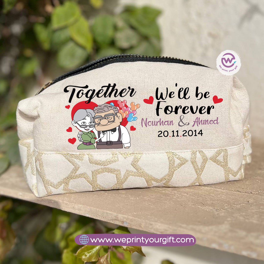 Islamic Pattern Valentine Cartoon UP Boxy Pouch – Cotton Makeup & Pencil Case