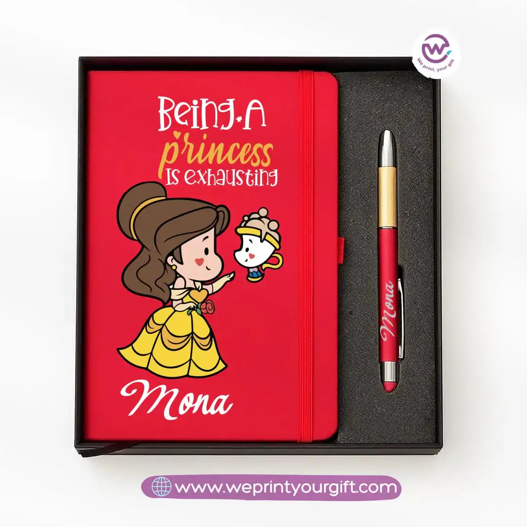 ๐ Princess-Inspired Personalized Gift Box with Notebook & Metal Pen - WE PRINT