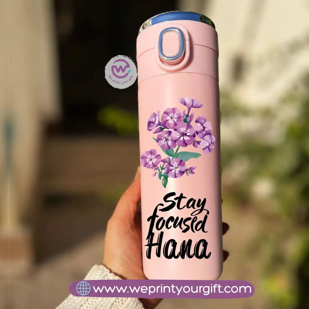 Stainless Steel Thermal Mug with Digital Temperature Display – 420ml | Floral Motivational Design - WE PRINT