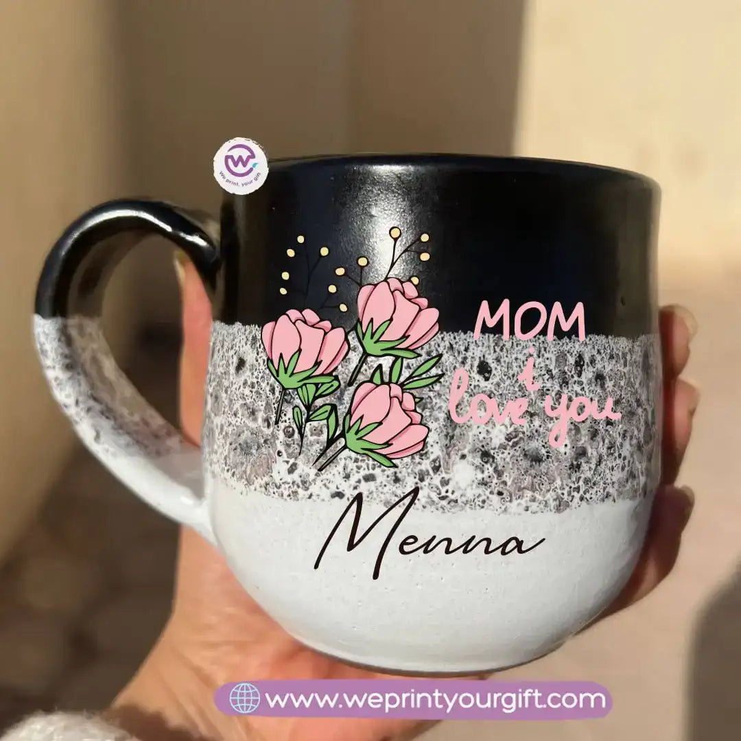 Black & White Handmade Pottery Mug – 350 ml | Mother’s Day Designs - WE PRINT