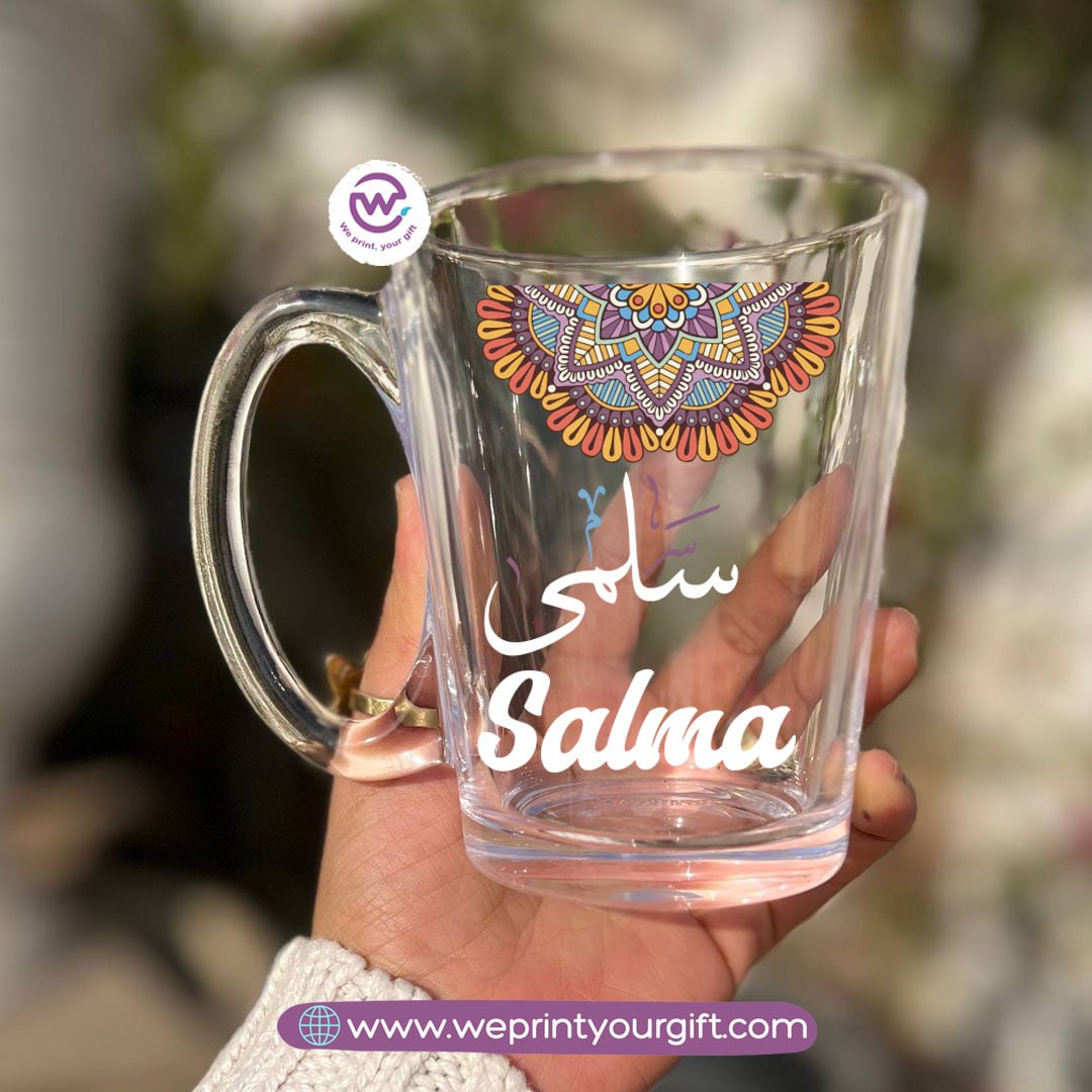 Boho Name Glass Tea Cup – 300 ml | Personalized Designs