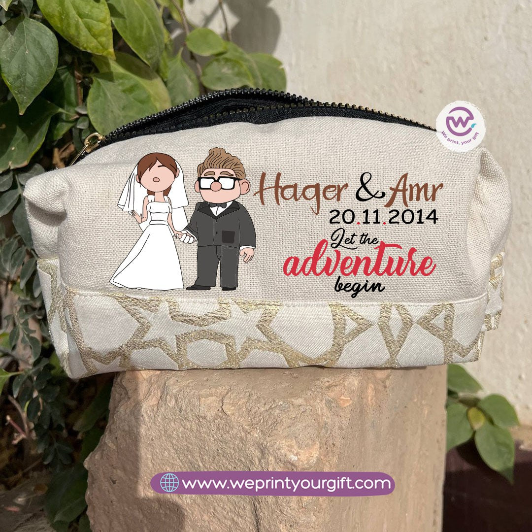 Islamic Pattern Valentine Cartoon UP Boxy Pouch – Cotton Makeup & Pencil Case