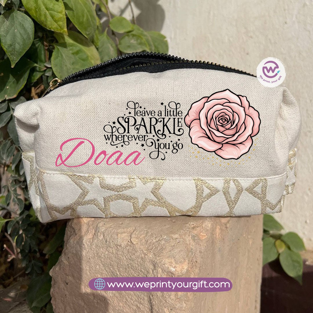 Islamic Pattern Digital Art Boxy Pouch – Cotton Makeup & Pencil Case