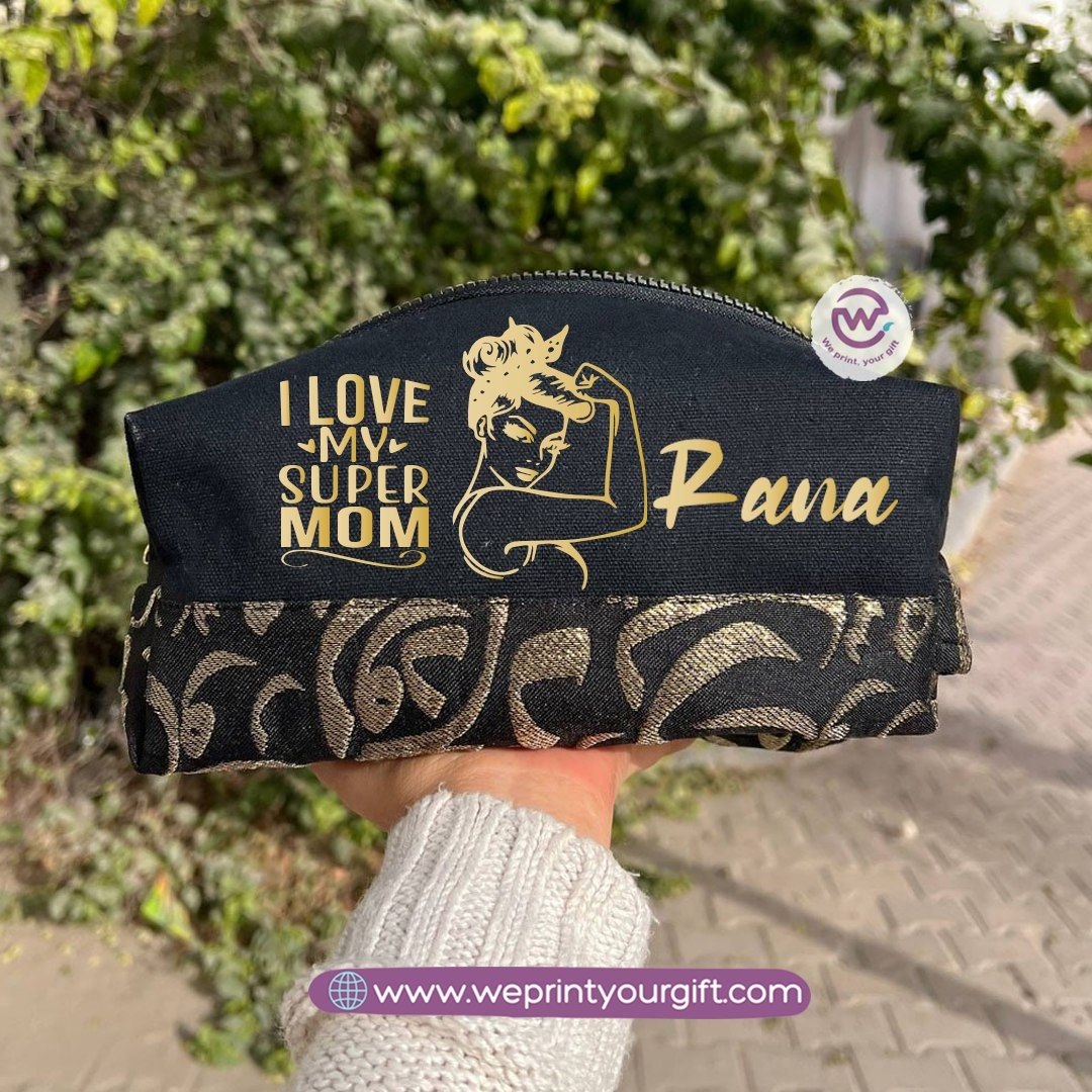 Islamic Pattern Mother’s Day Boxy Pouch – Cotton Makeup & Pencil Case