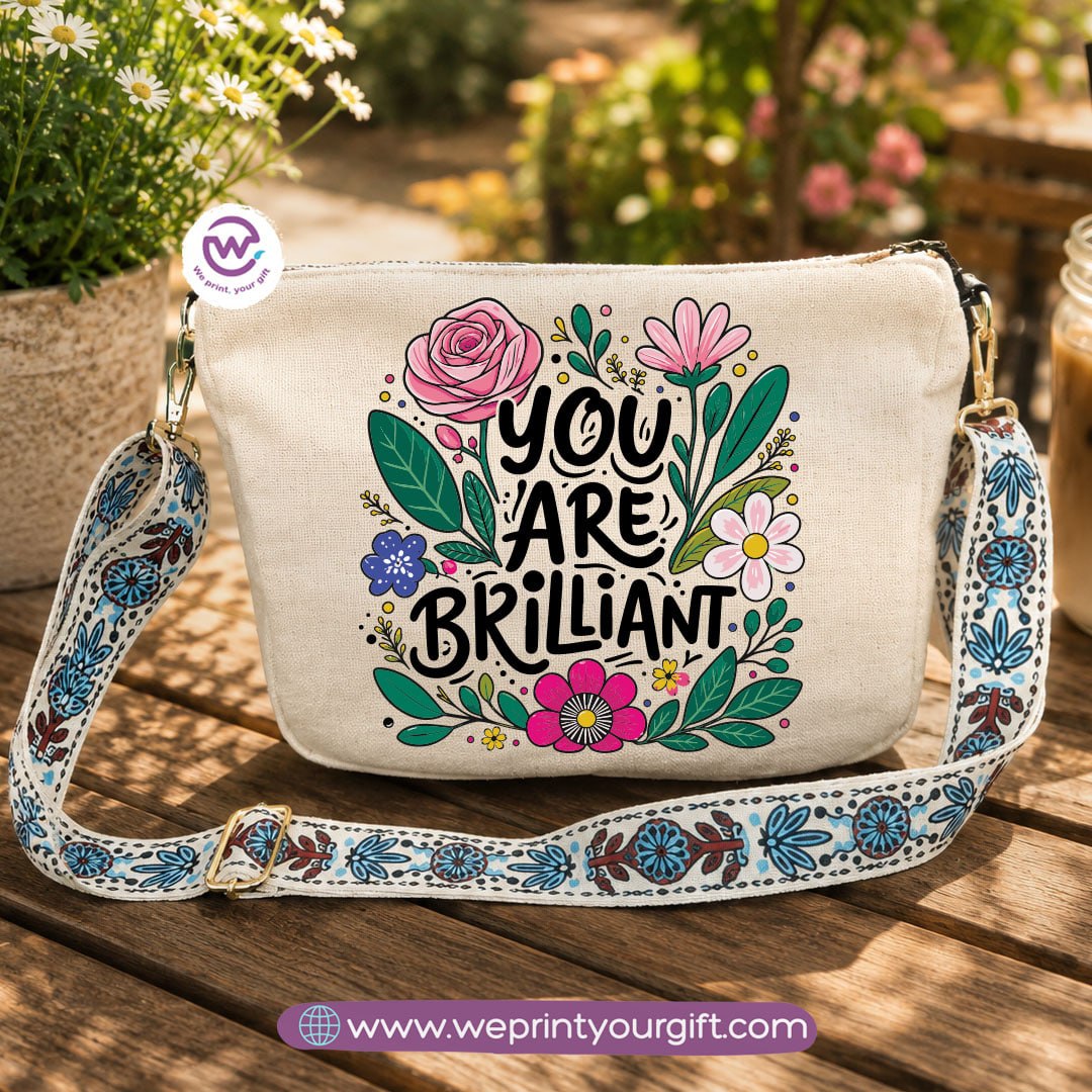 Encouraging Quote Shoulder Bags with Colorful Straps