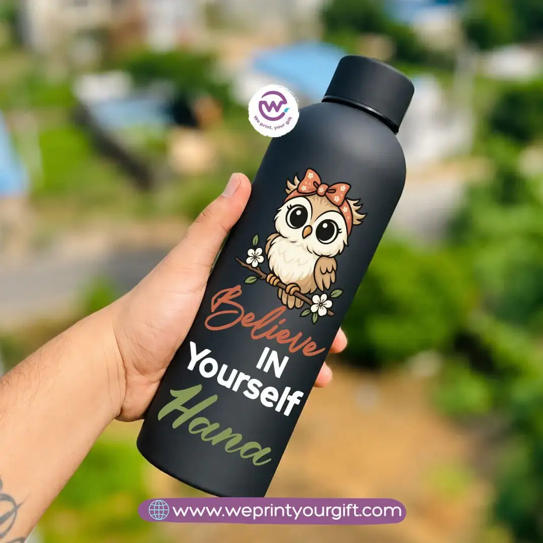 Personalized Thermal Water Bottle 500ml - Cute Owl Motivational Designs