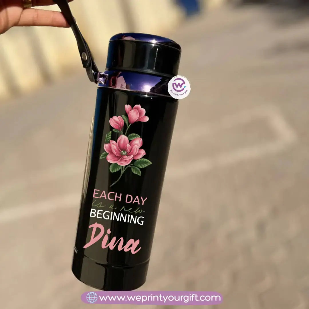 Thermal Bottle Stainless Steel with Infuser – 800ml | Floral Motivational Personalized Design - WE PRINT