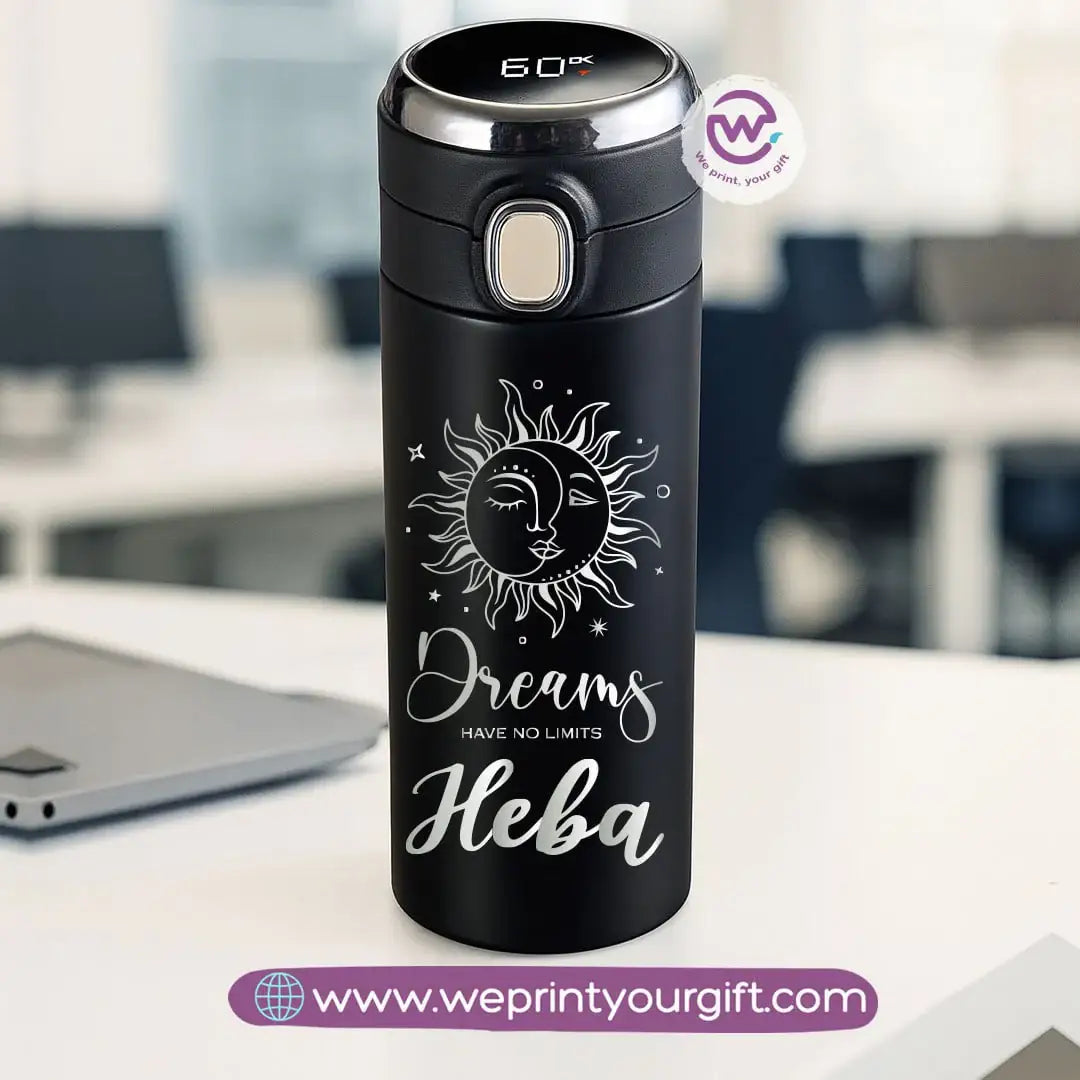 Stainless Steel Thermal Mug with Digital Temperature Display – 420ml | Motivational One Line Art (English Quotes) - WE PRINT