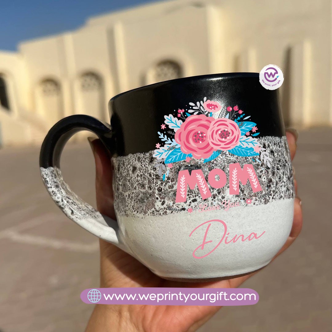 Black & White Handmade Pottery Mug – 350 ml | Mother’s Day Designs