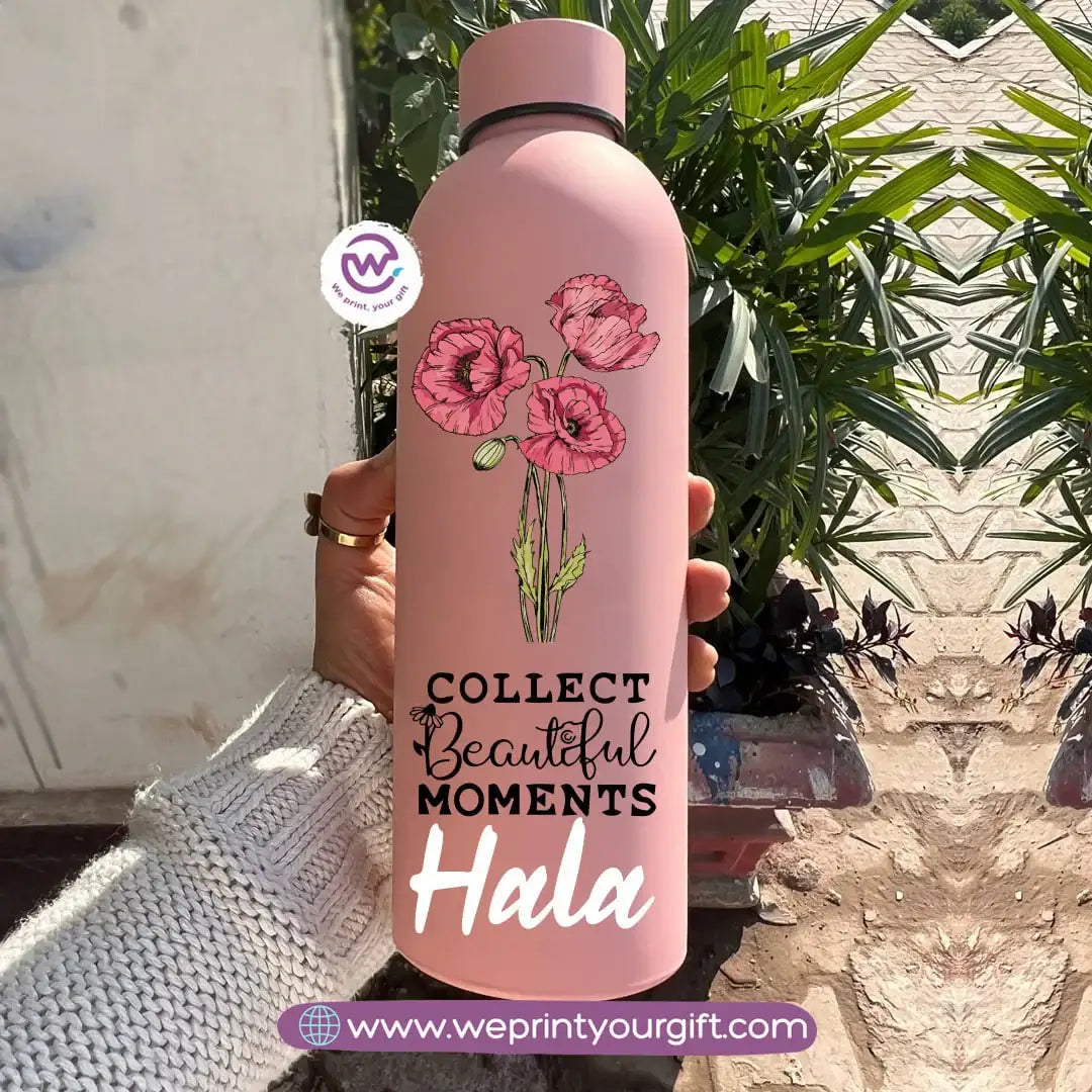 Floral Motivational Thermal Bottle – Stainless Steel | 500 ml - WE PRINT