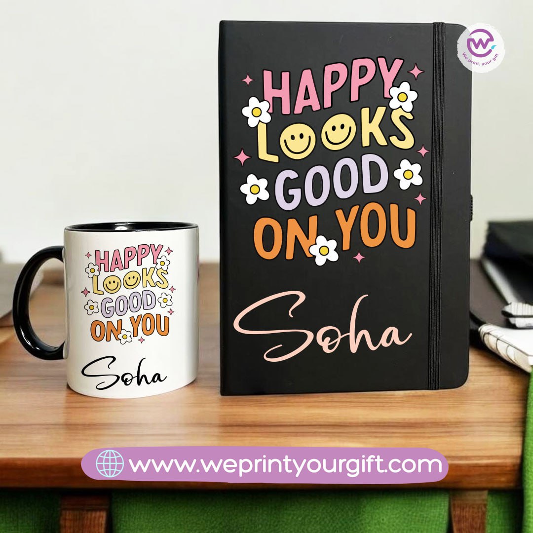 Retro Personalized Mug & Notebook Set – Custom Name Gift | We Print Your Gift