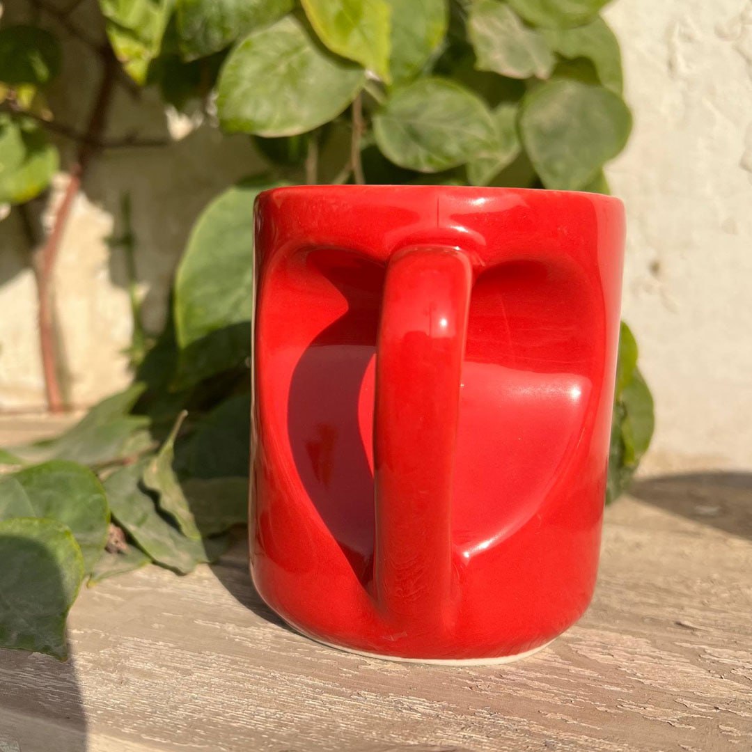 Hollow Heart Handle Mug – 350 ml | UV Raised Sticker Printing -Customization Options