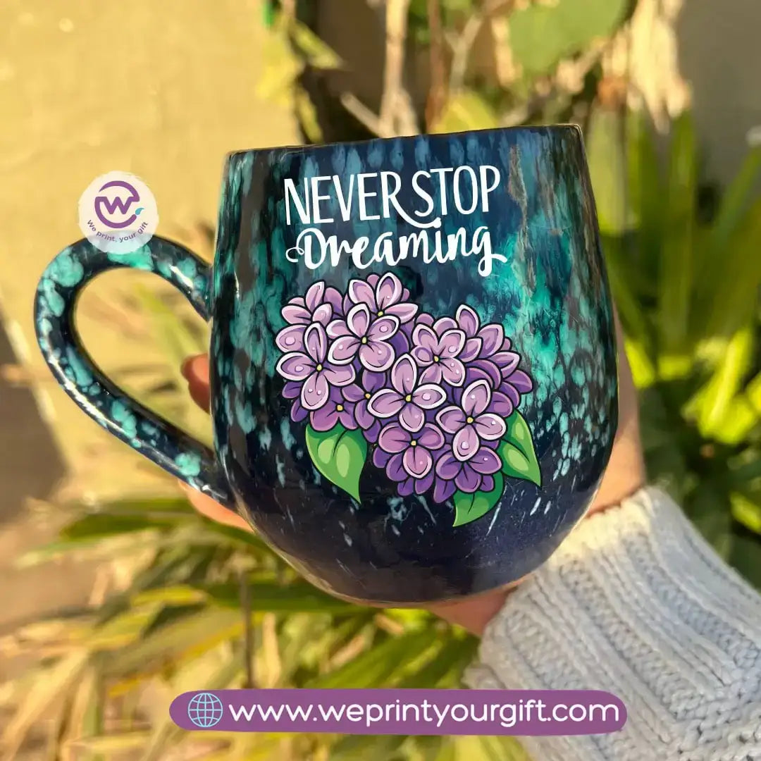 Dark Blue & Green Galaxy Pottery Mug – 400 ml | Digital Art Designs - WE PRINT