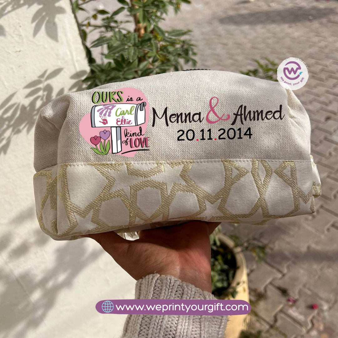 Islamic Pattern Valentine Cartoon UP Boxy Pouch – Cotton Makeup & Pencil Case