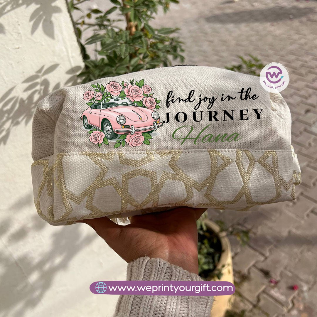 Islamic Pattern Digital Art Boxy Pouch – Cotton Makeup & Pencil Case