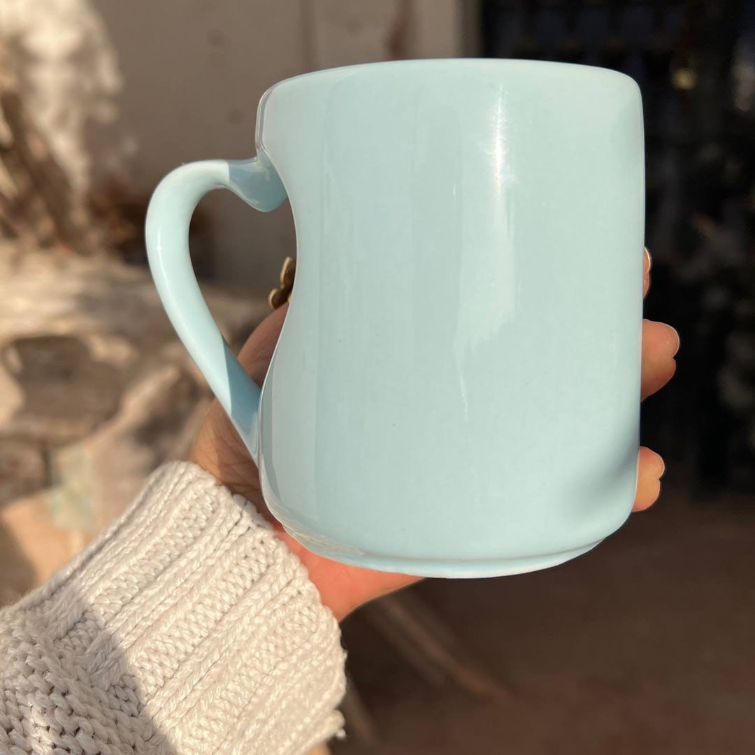 Hollow Heart Handle Mug – 350 ml | UV Raised Sticker Printing -Customization Options