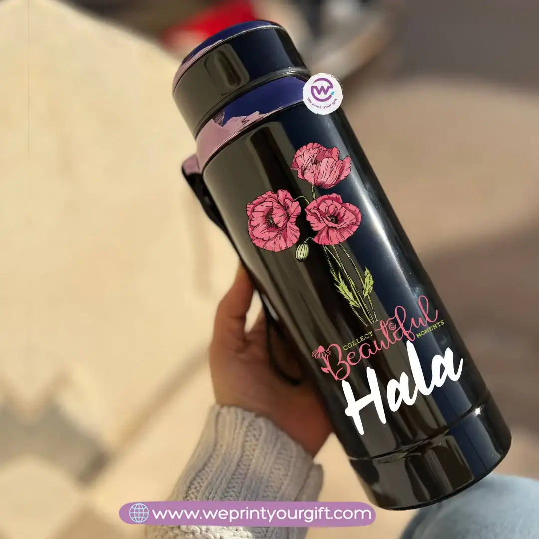 Thermal Bottle Stainless Steel with Infuser – 800ml | Floral Motivational Personalized Design - WE PRINT