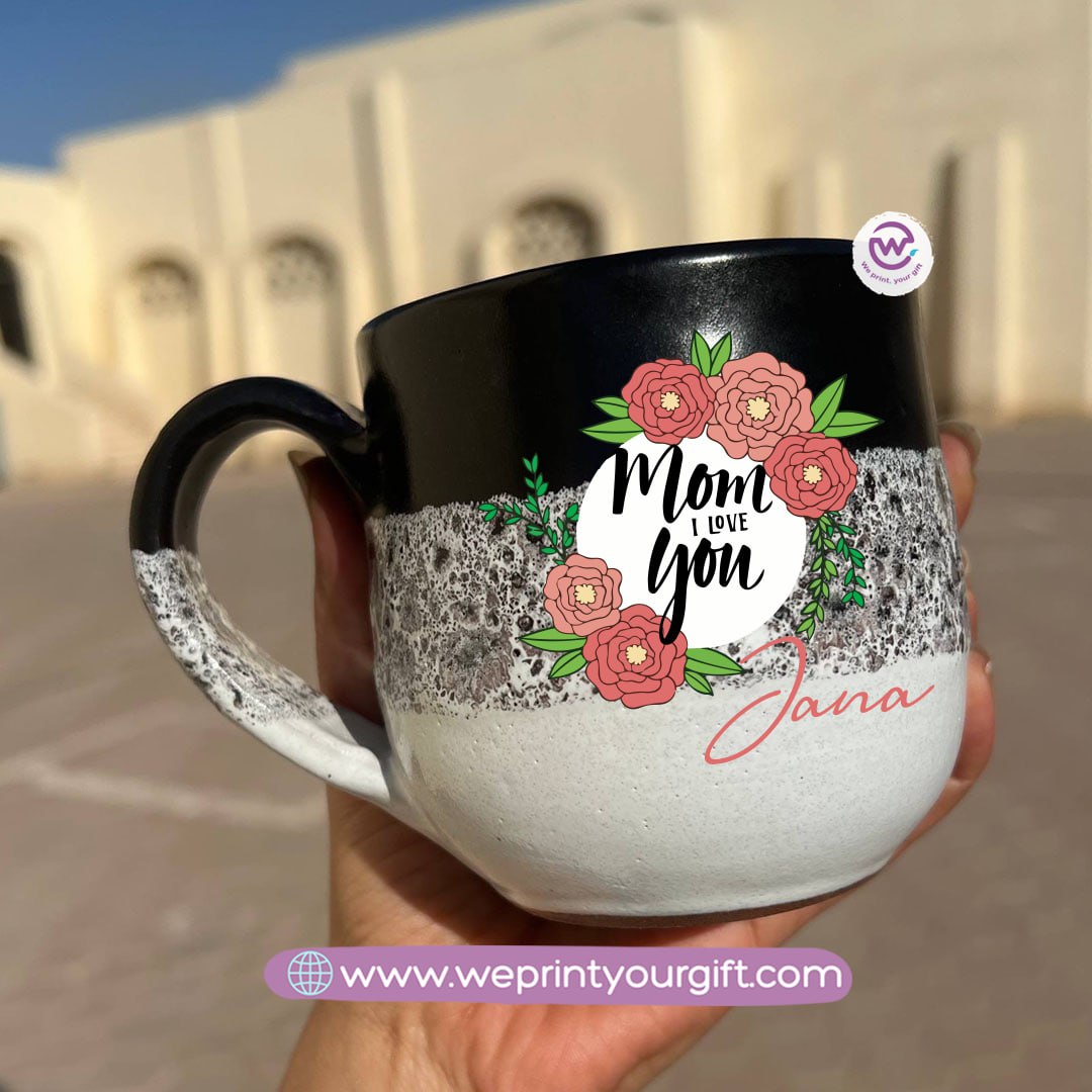 Black & White Handmade Pottery Mug – 350 ml | Mother’s Day Designs