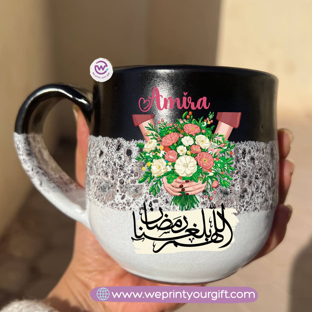Black & White Handmade Pottery Mug – 350 ml | Ramadan Designs