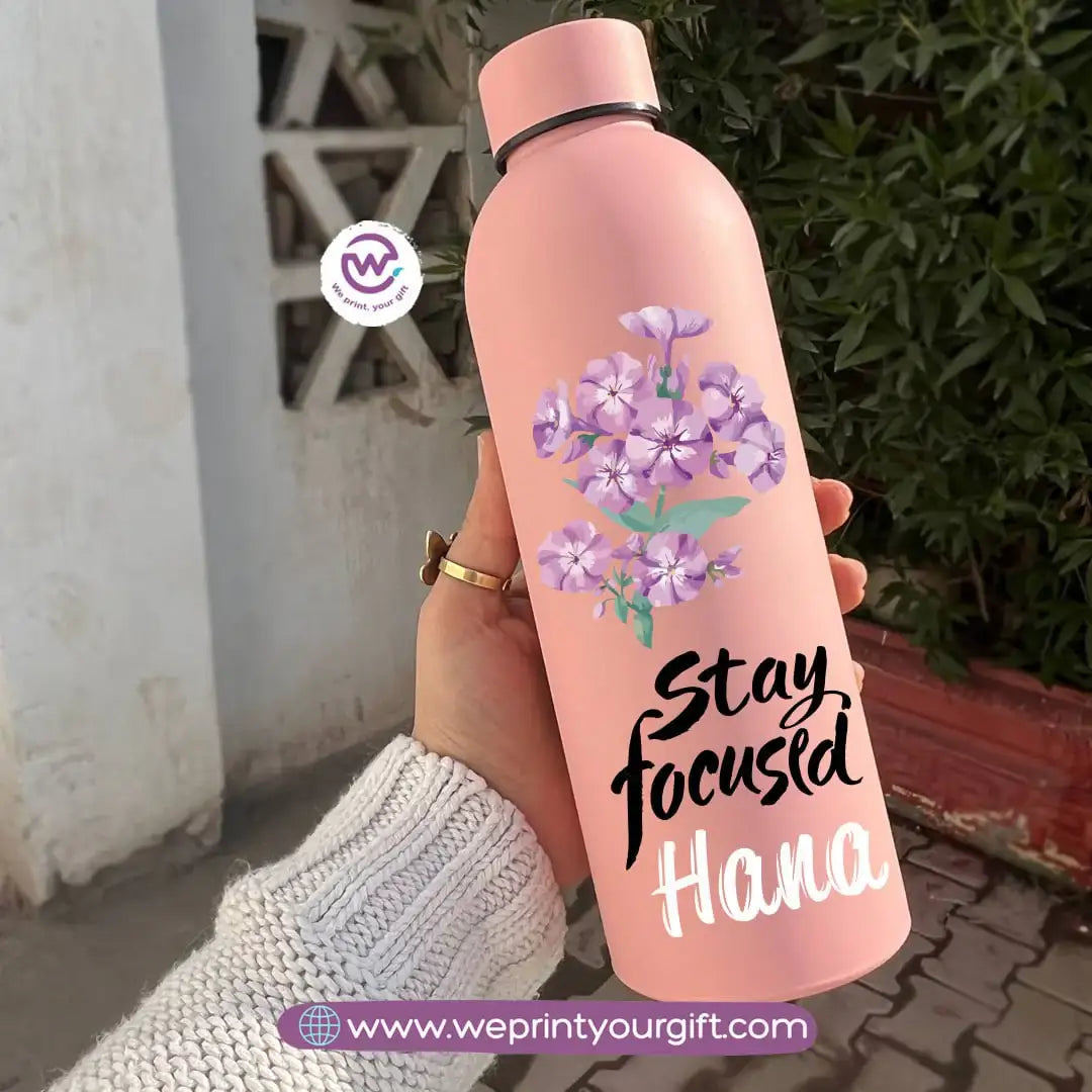Floral Motivational Thermal Bottle – Stainless Steel | 500 ml - WE PRINT
