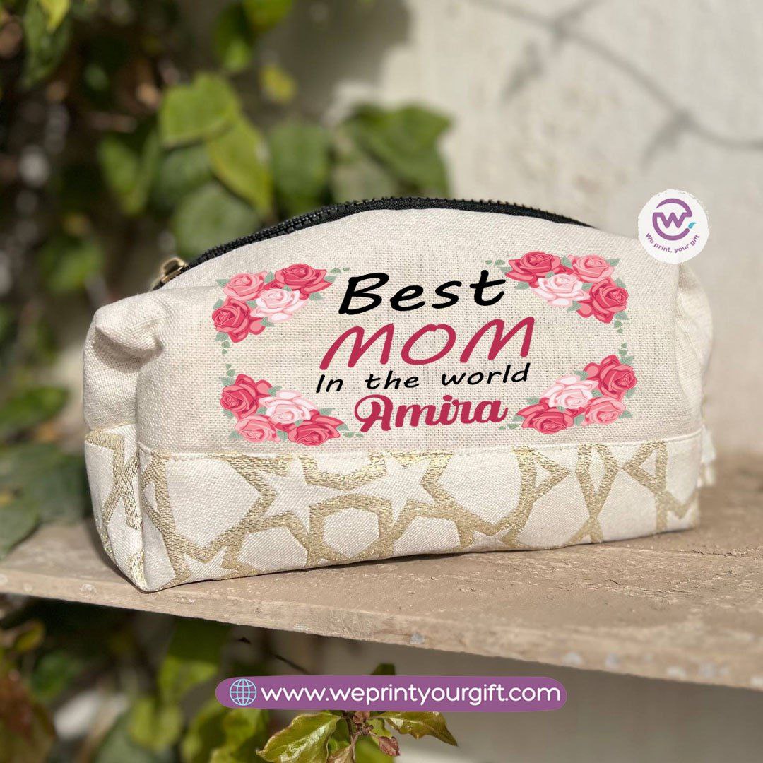 Islamic Pattern Mother’s Day Boxy Pouch – Cotton Makeup & Pencil Case