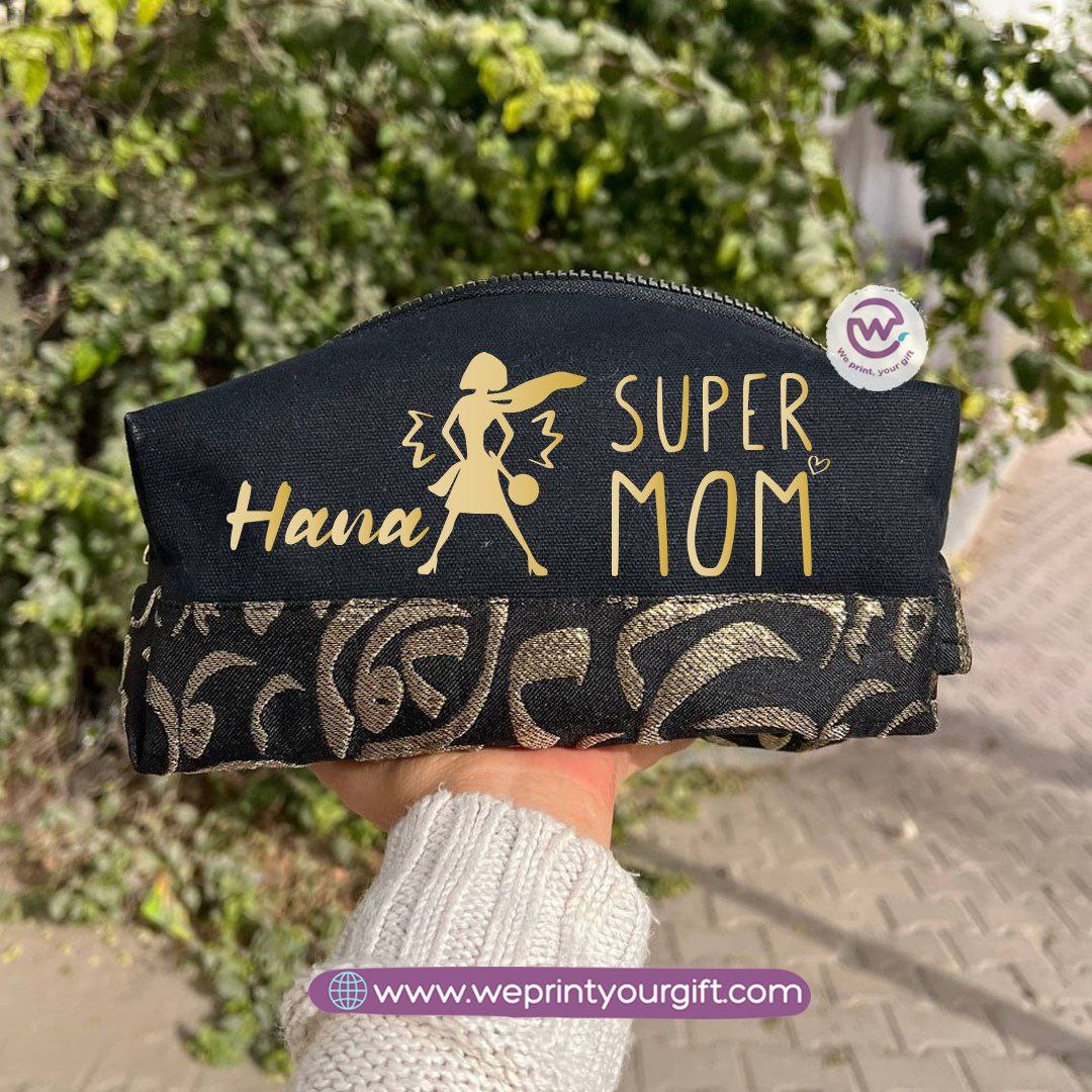 Islamic Pattern Mother’s Day Boxy Pouch – Cotton Makeup & Pencil Case