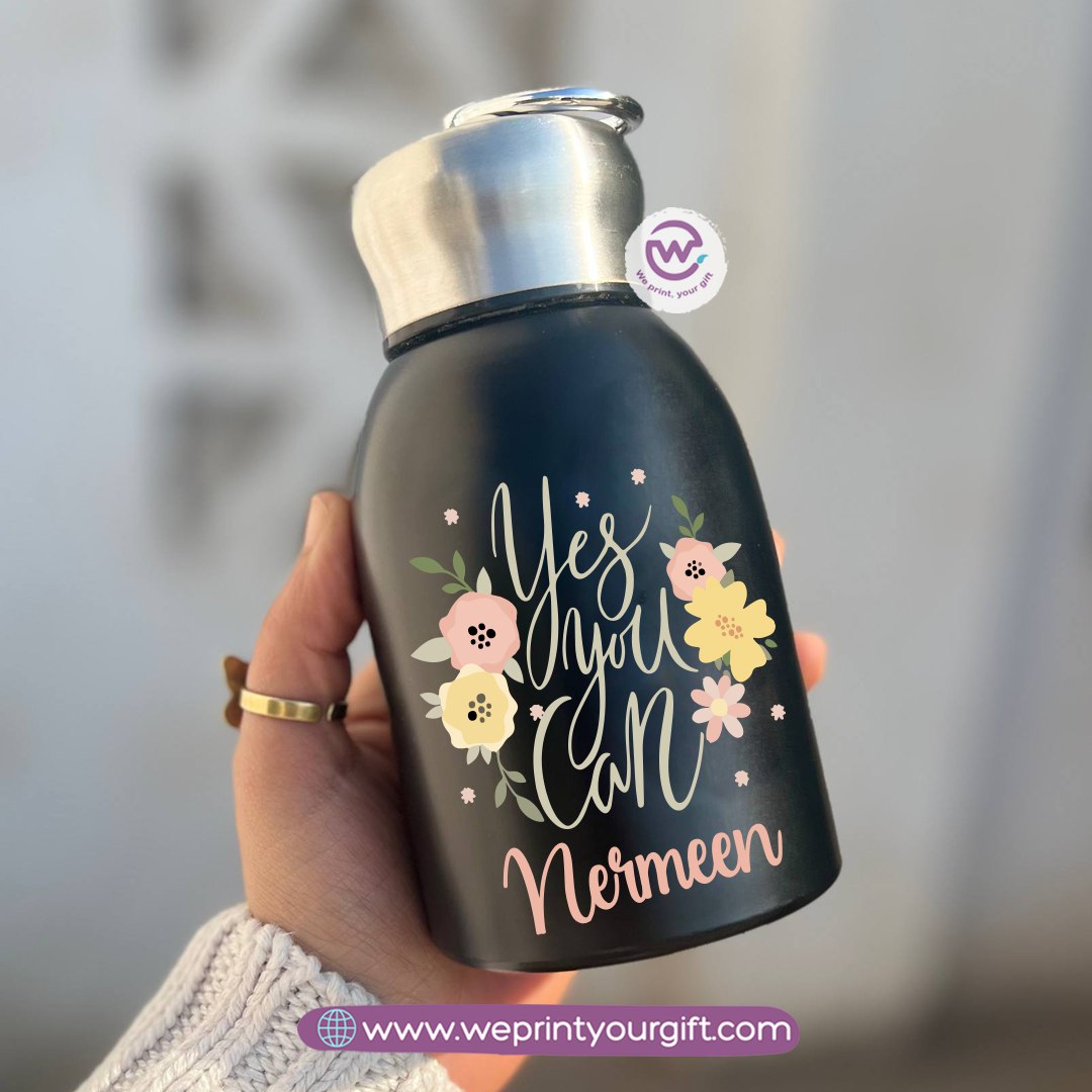 Mini Thermal Coffee Mug – 300ml | 304 Stainless Steel | Floral Motivational Designs