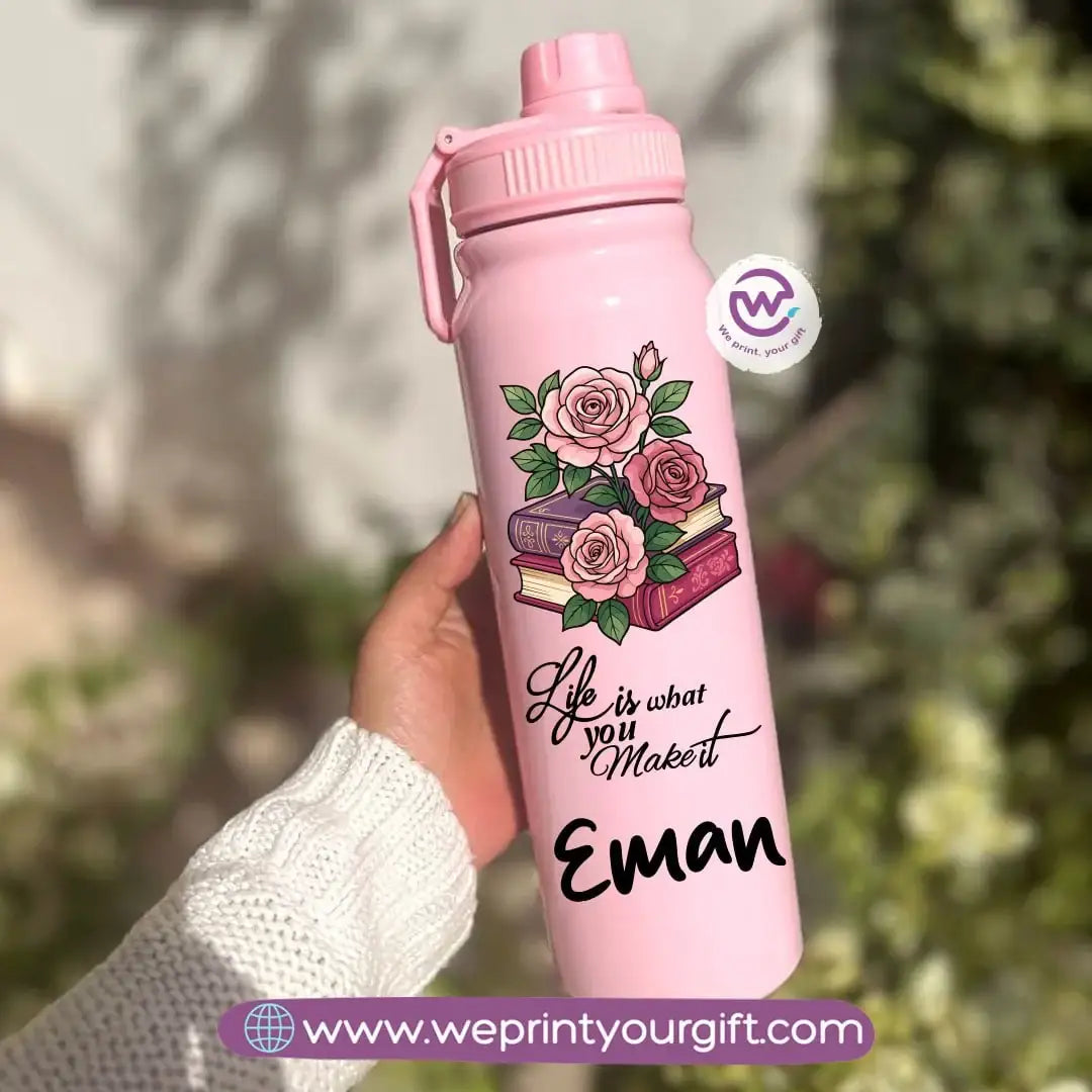 زجاجة مياه رياضية حرارية بتصاميم فنية رقمية – 800 مل و 1000 مل