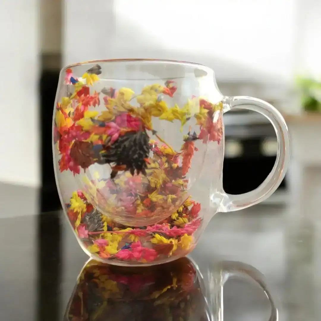 Flowers Double Wall Mug- Yellow Flowers - Customization Option - WE PRINT