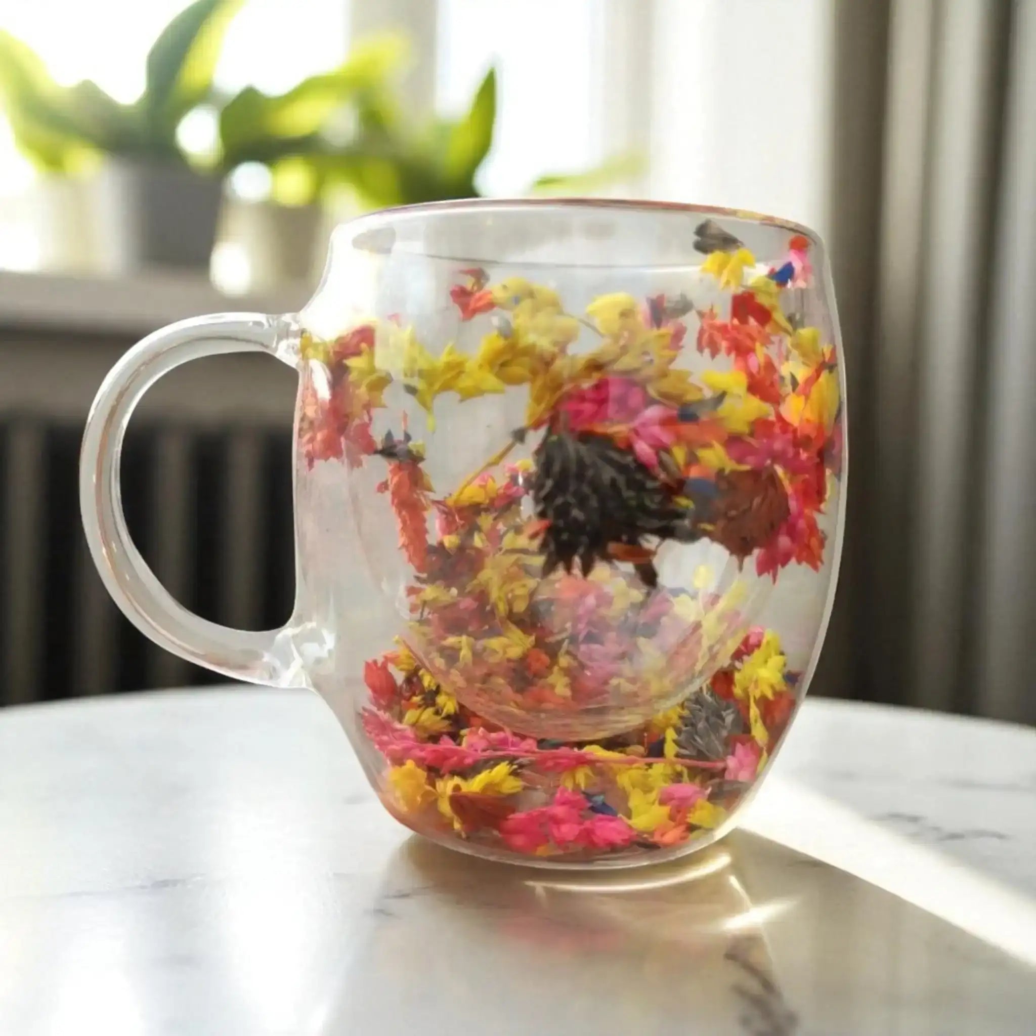 Flowers Double Wall Mug- Yellow Flowers - Customization Option - WE PRINT