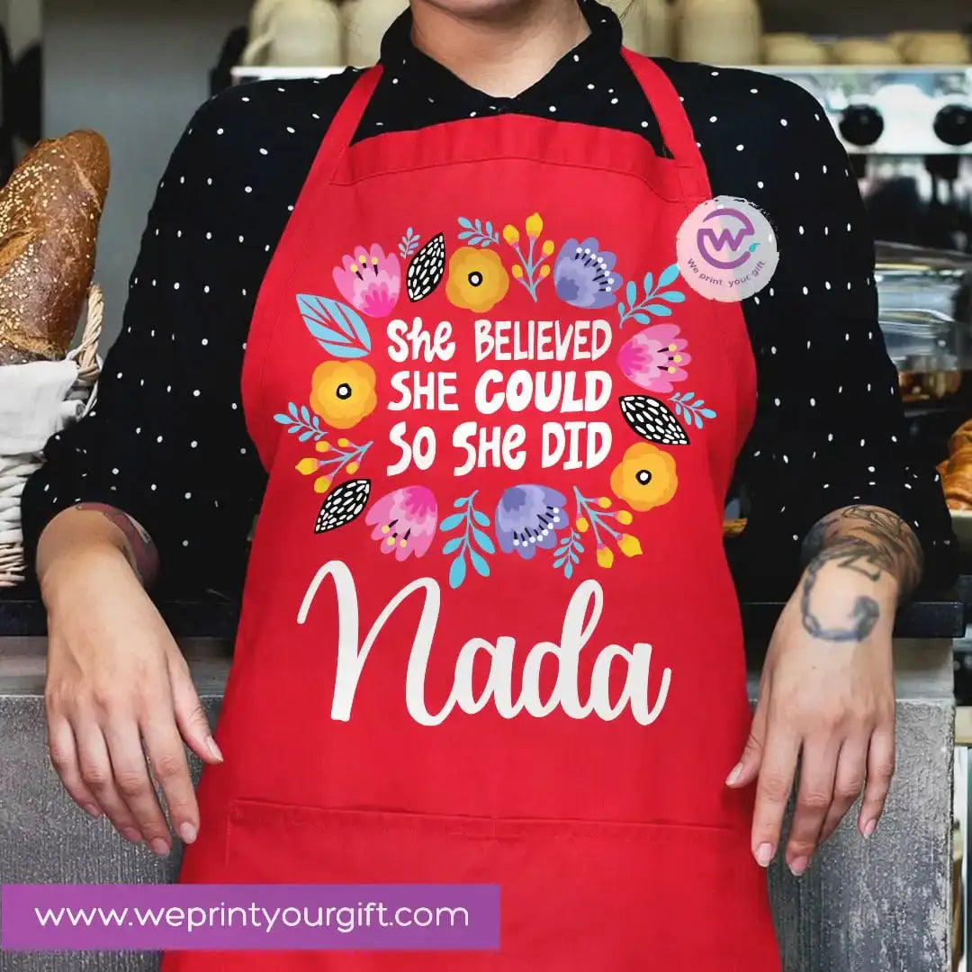 Motivational Personalized Apron – Custom Name Heavy Cotton Kitchen Apron with Pocket - WE PRINT