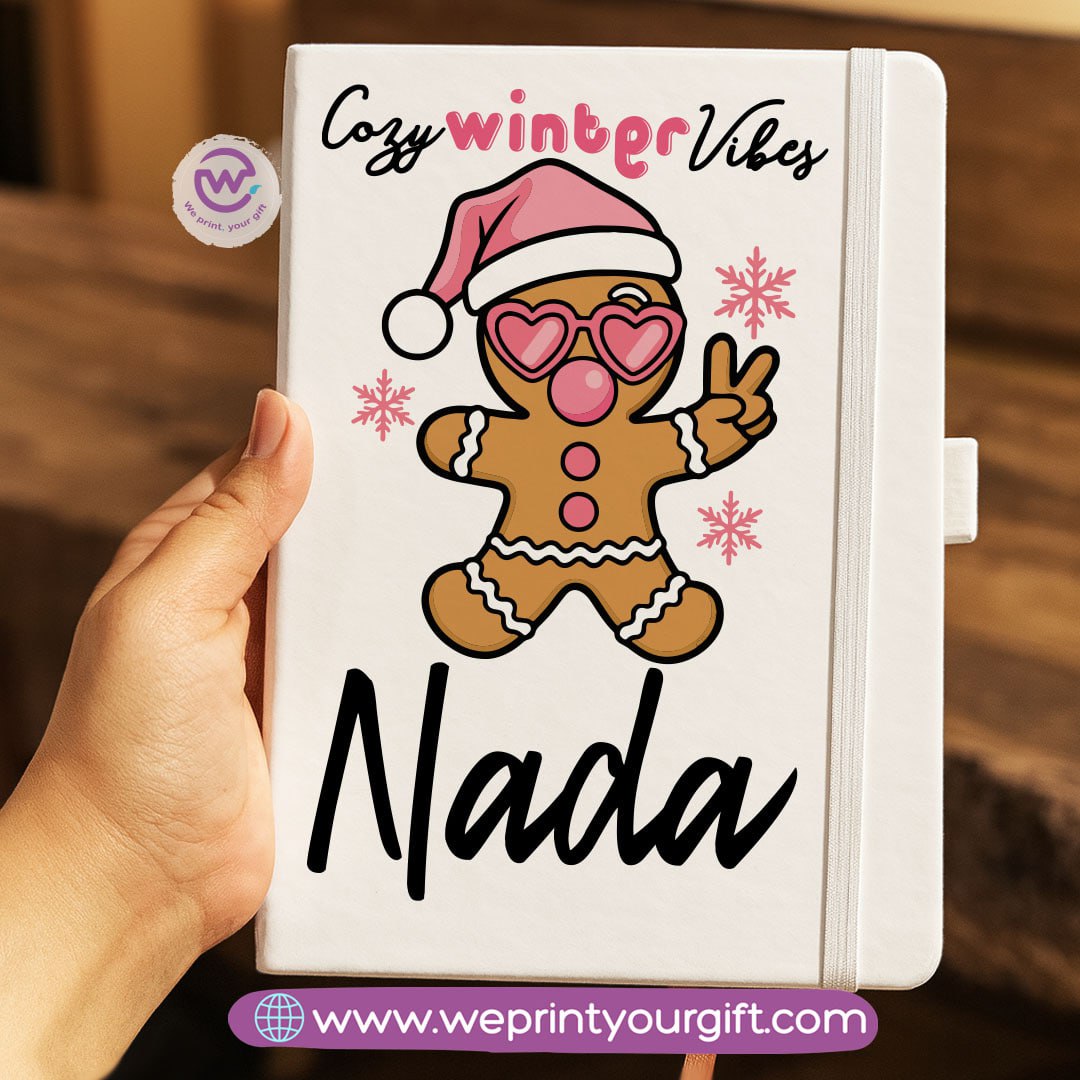 Personalized Hard Cover Rubber Notebook – Winter & Christmas Designs