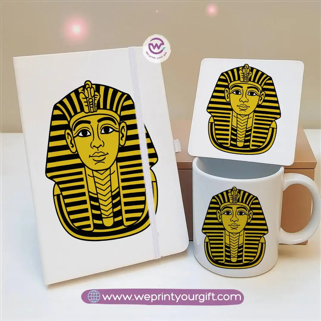 Egyptian Pharaonic Design Gift Set – Notebook, Mug & Coaster - WE PRINT