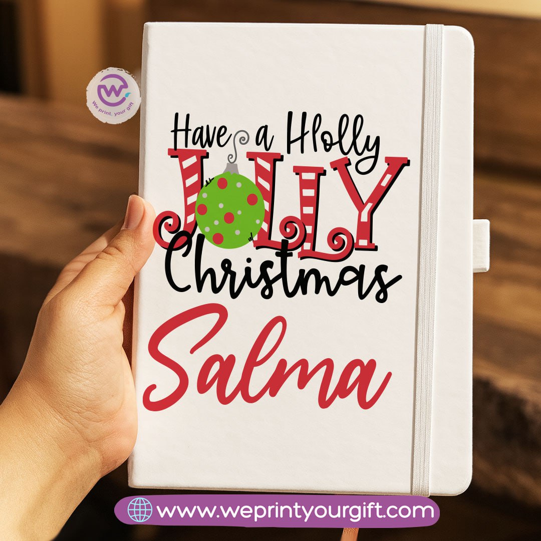 Personalized Hard Cover Rubber Notebook – Winter & Christmas Designs