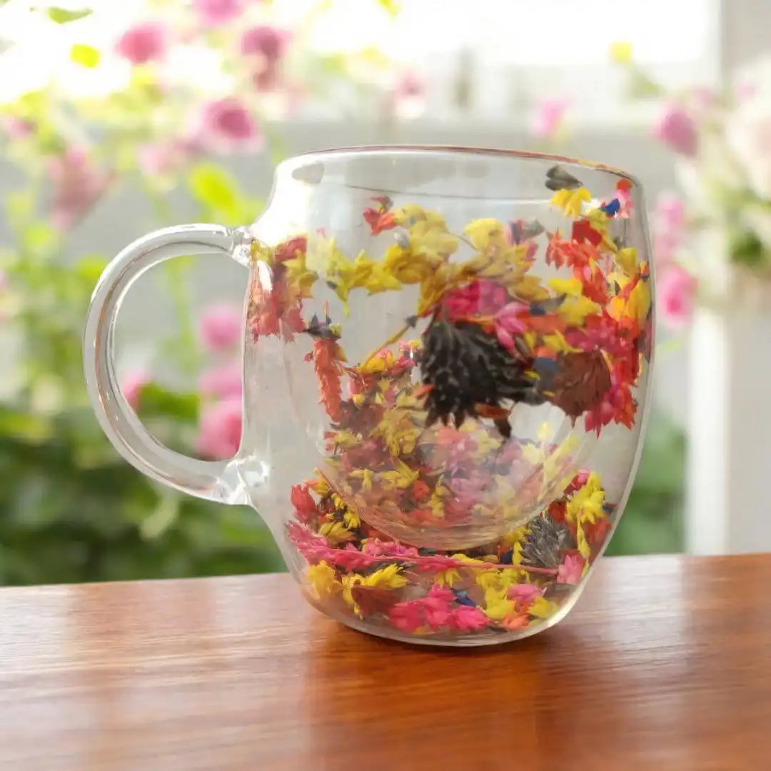 Flowers Double Wall Mug- Yellow Flowers - Customization Option