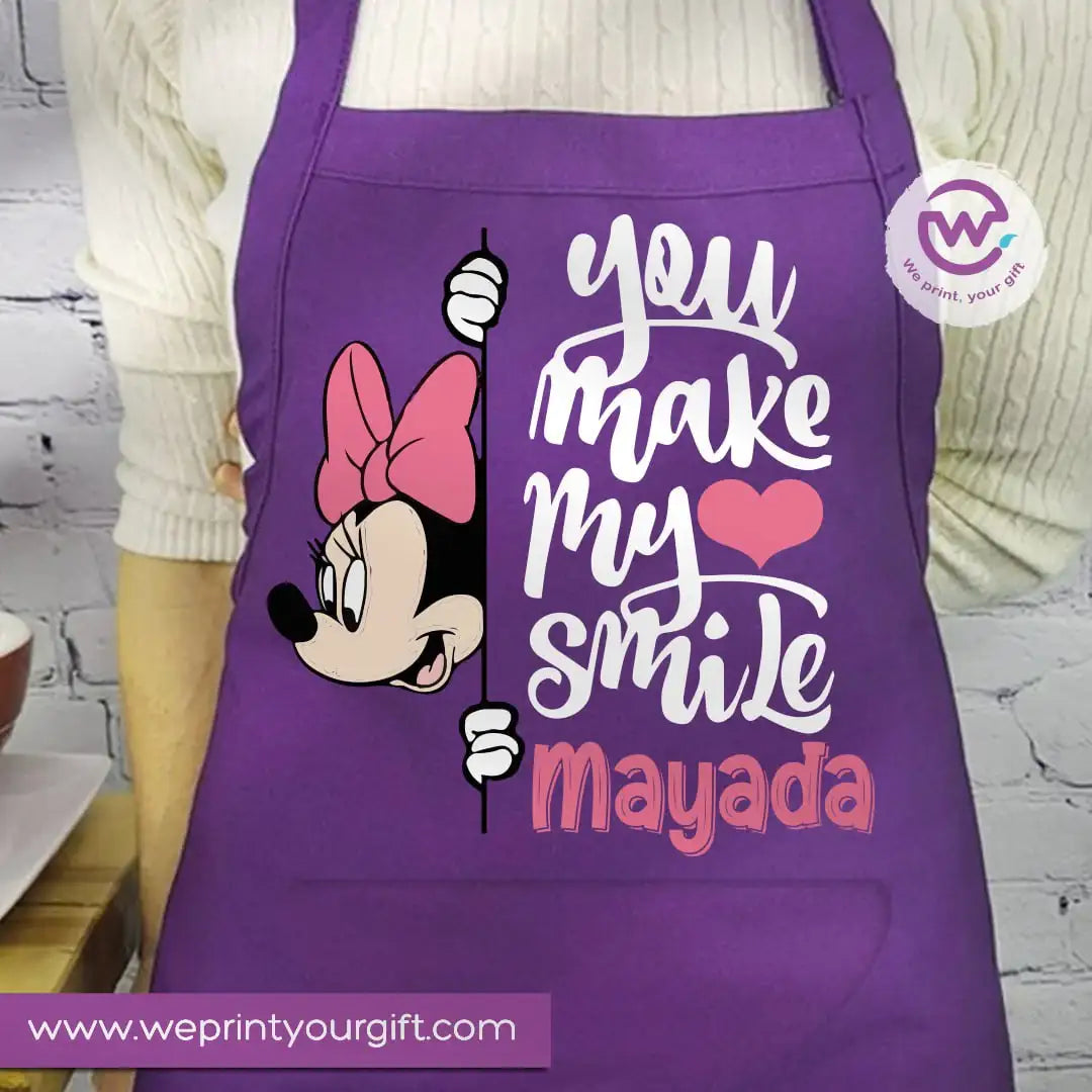 Daisy & Minnie Inspired Apron – Personalized Heavy Cotton Apron with Name and Pocket - WE PRINT