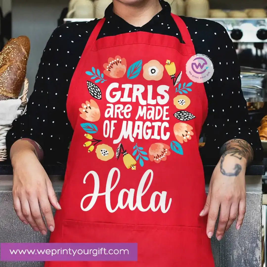 Motivational Personalized Apron – Custom Name Heavy Cotton Kitchen Apron with Pocket - WE PRINT