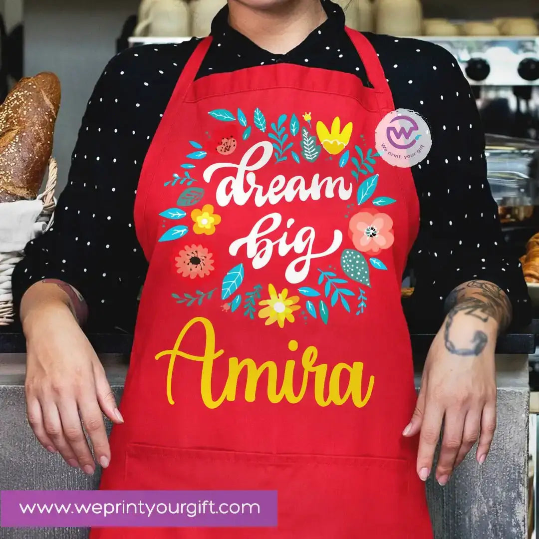 Motivational Personalized Apron – Custom Name Heavy Cotton Kitchen Apron with Pocket - WE PRINT