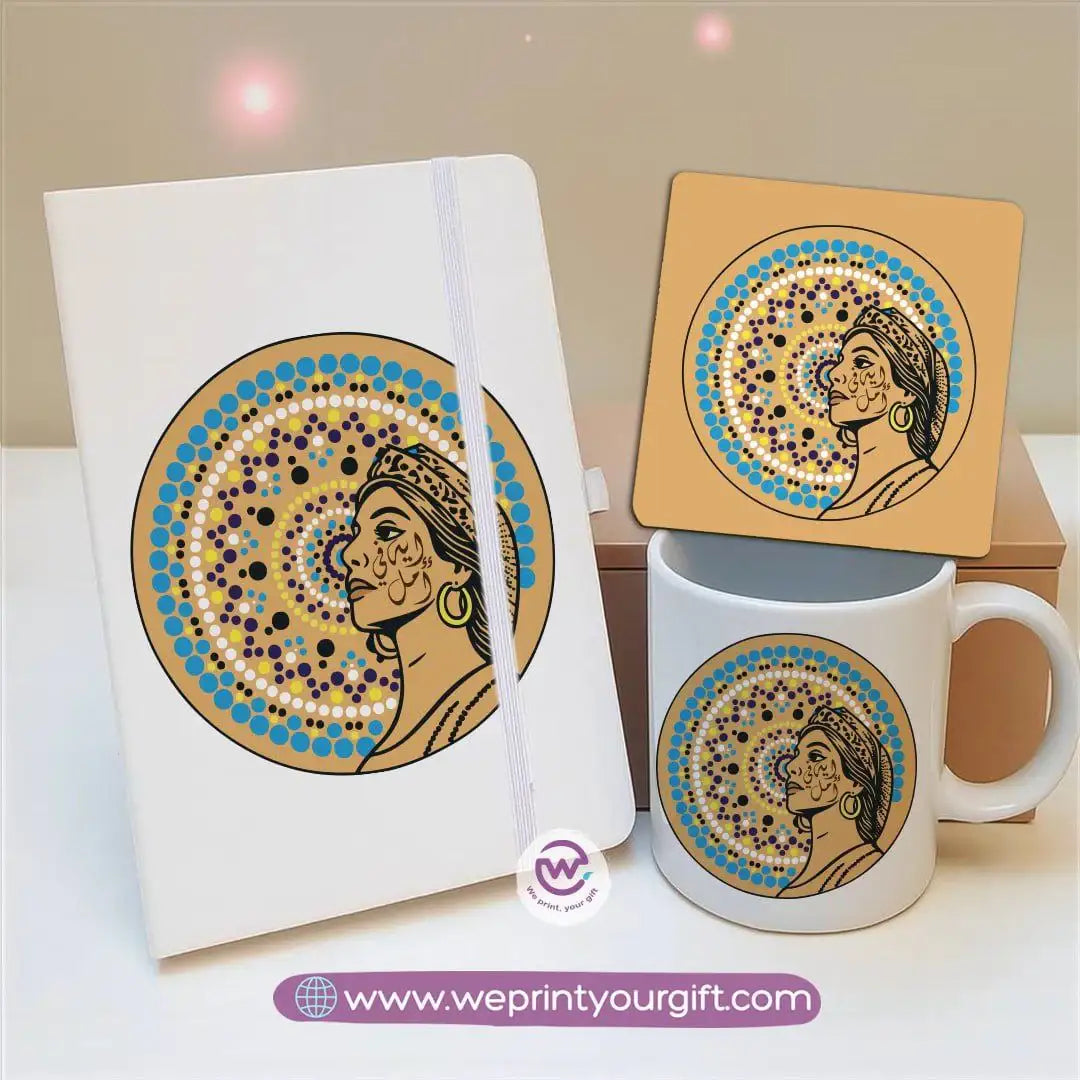 Fairuz Inspired Gift Set – Notebook, Mug & Coaster | Arabic Vintage Design - WE PRINT