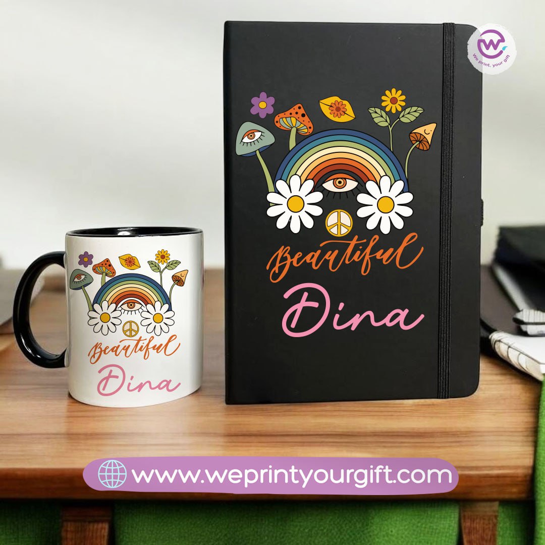 Retro Personalized Mug & Notebook Set – Custom Name Gift | We Print Your Gift