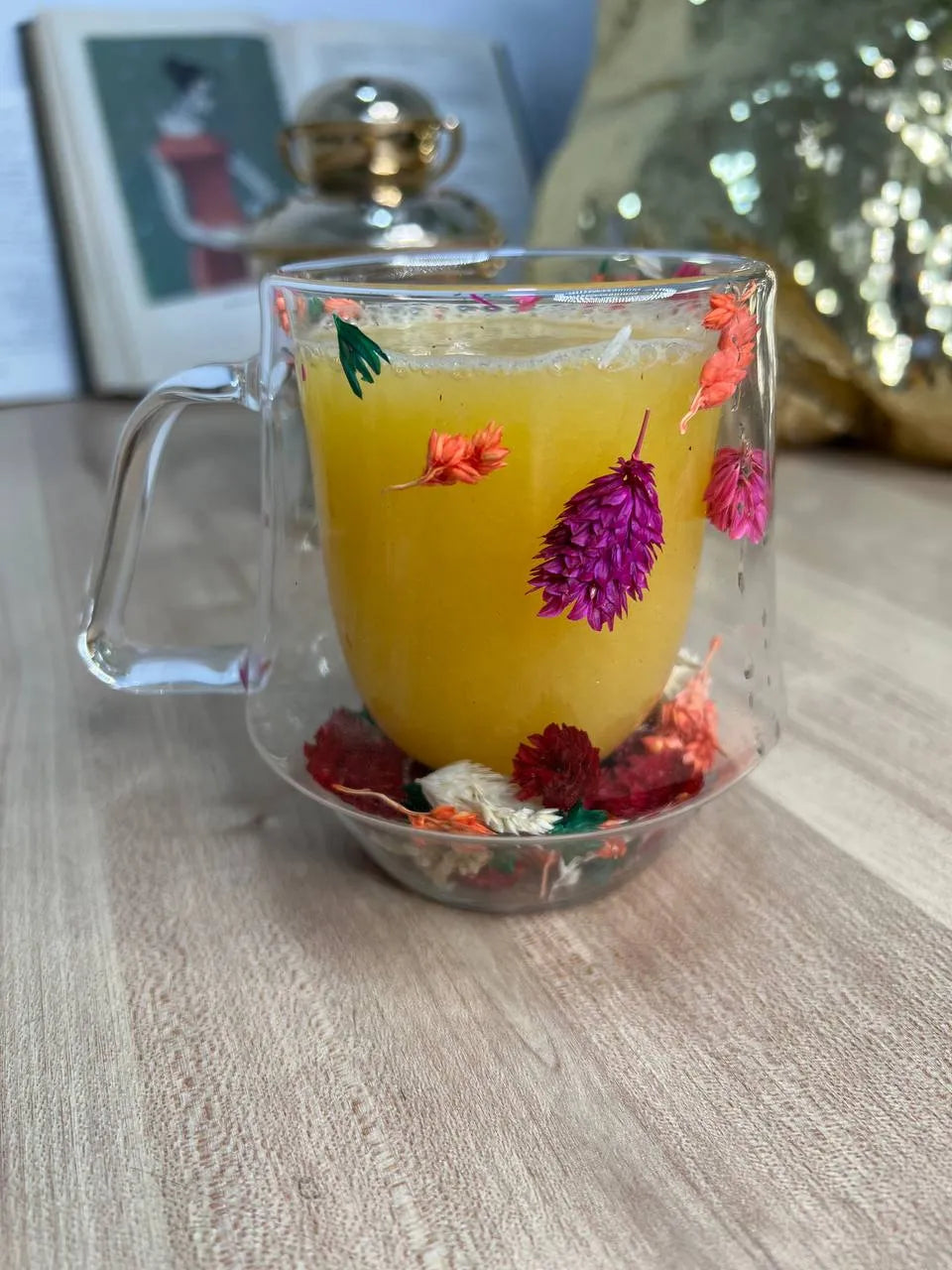 Floral double wall mug- Deep - Customization Option