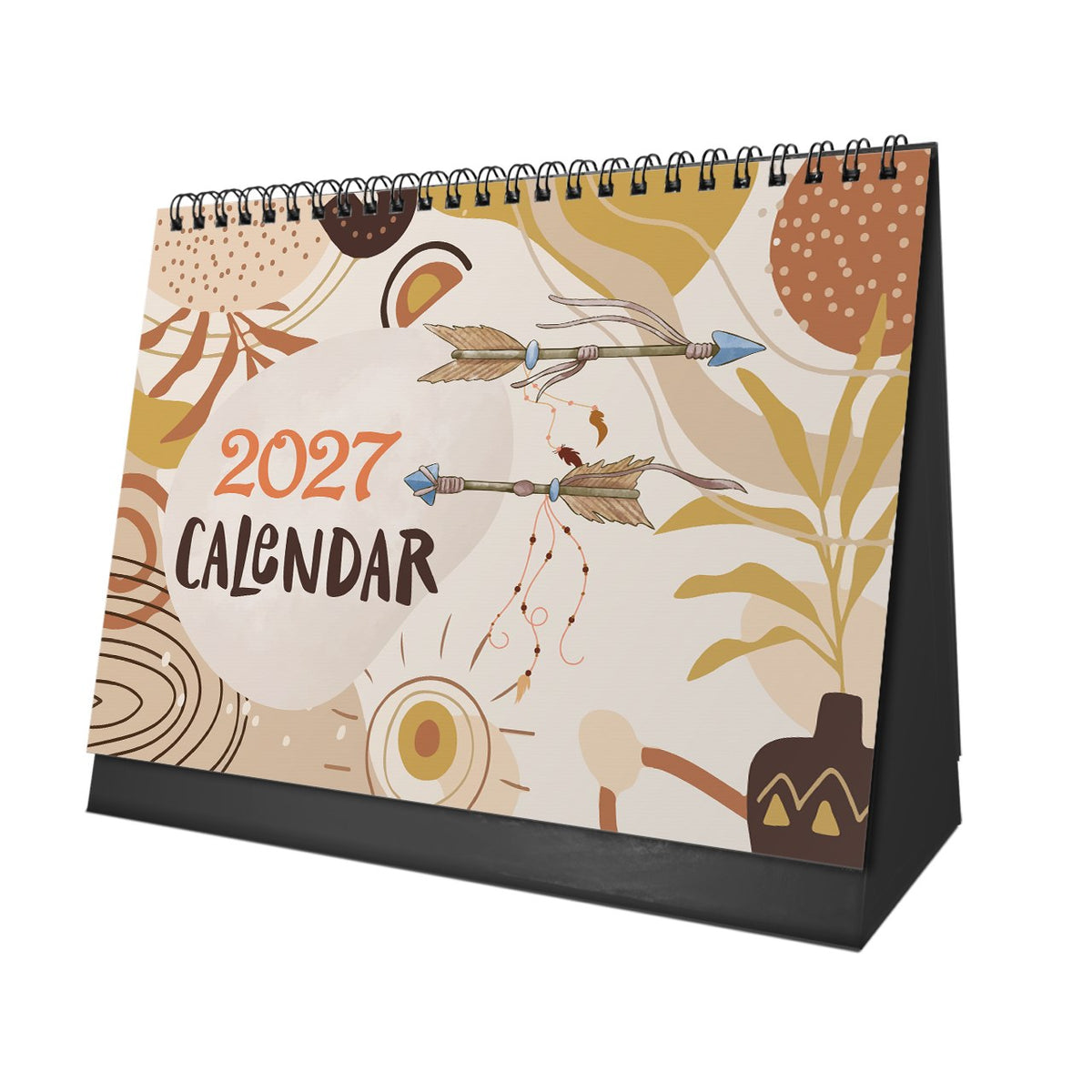 Boho 2027 Desk Calendar – Earthy Tones & Artistic Details