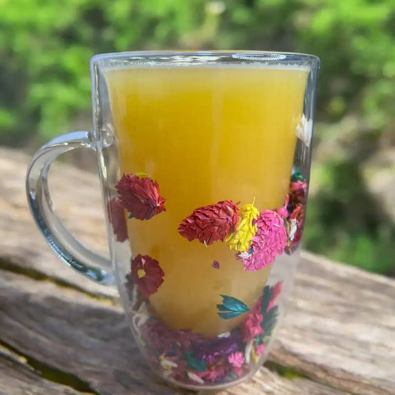 Double wall mug with flowers-Large - Customization Option